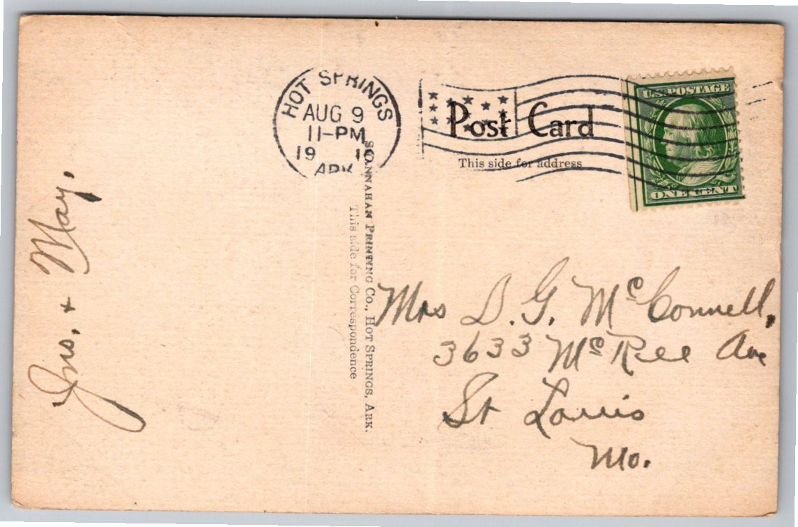 Antique 1910 Moody Hotel & Bath House Postcard, Hot Springs AR - Angle / View 2