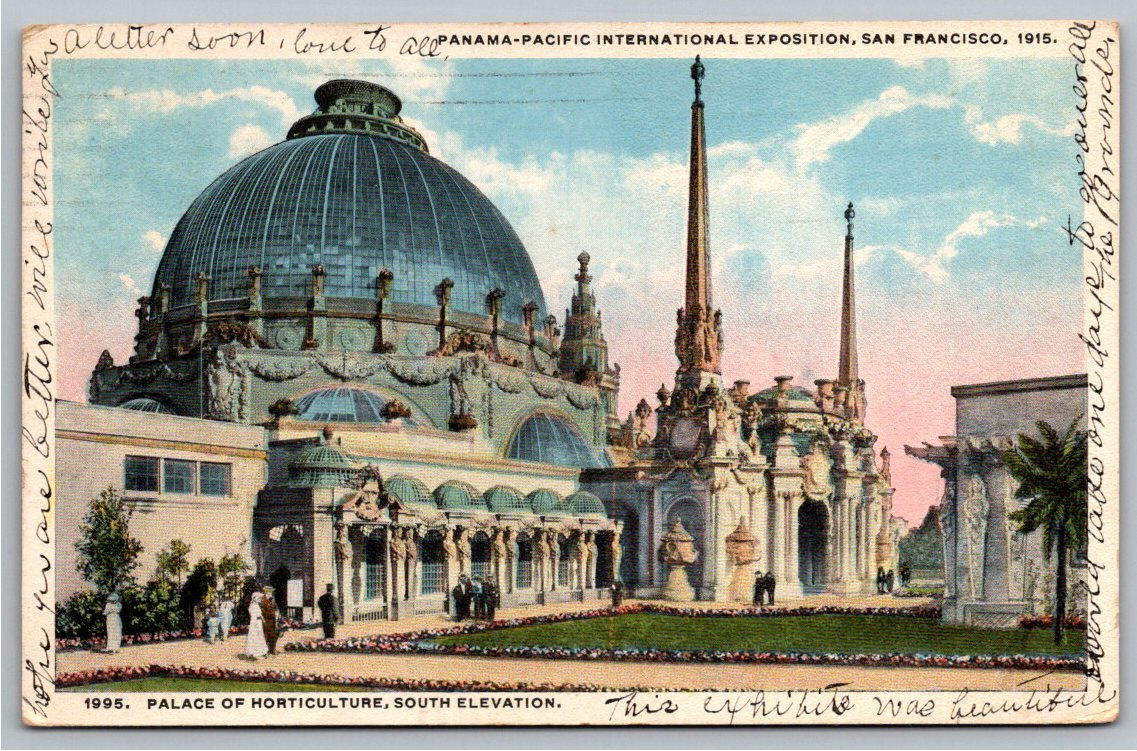 1915 Panama Pacific Expo Palace of Horticulture Vintage Postcard