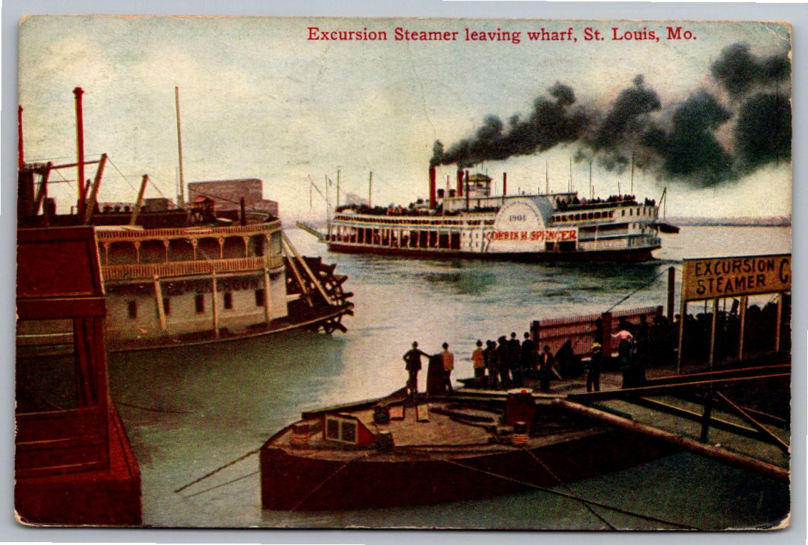 1908 St. Louis Riverboat Postcard Excursion Steamer Corwin H