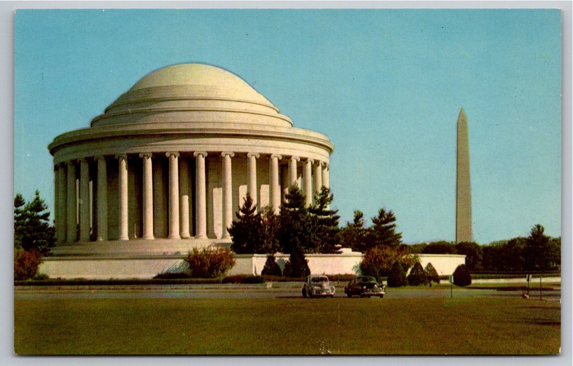 Vintage Jefferson Memorial Washington Monument Curteichcolor