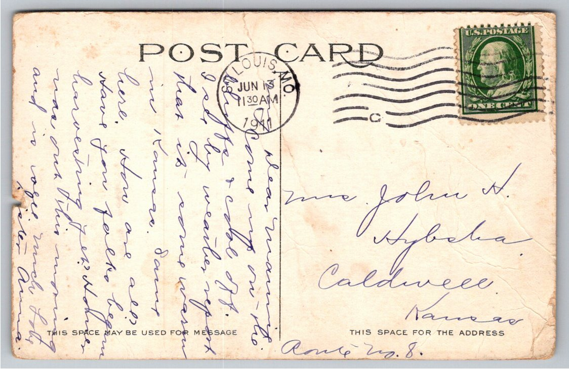 1911 St. Louis Mississippi River Bluffs Railroad Track Postcard - Angle / View 2