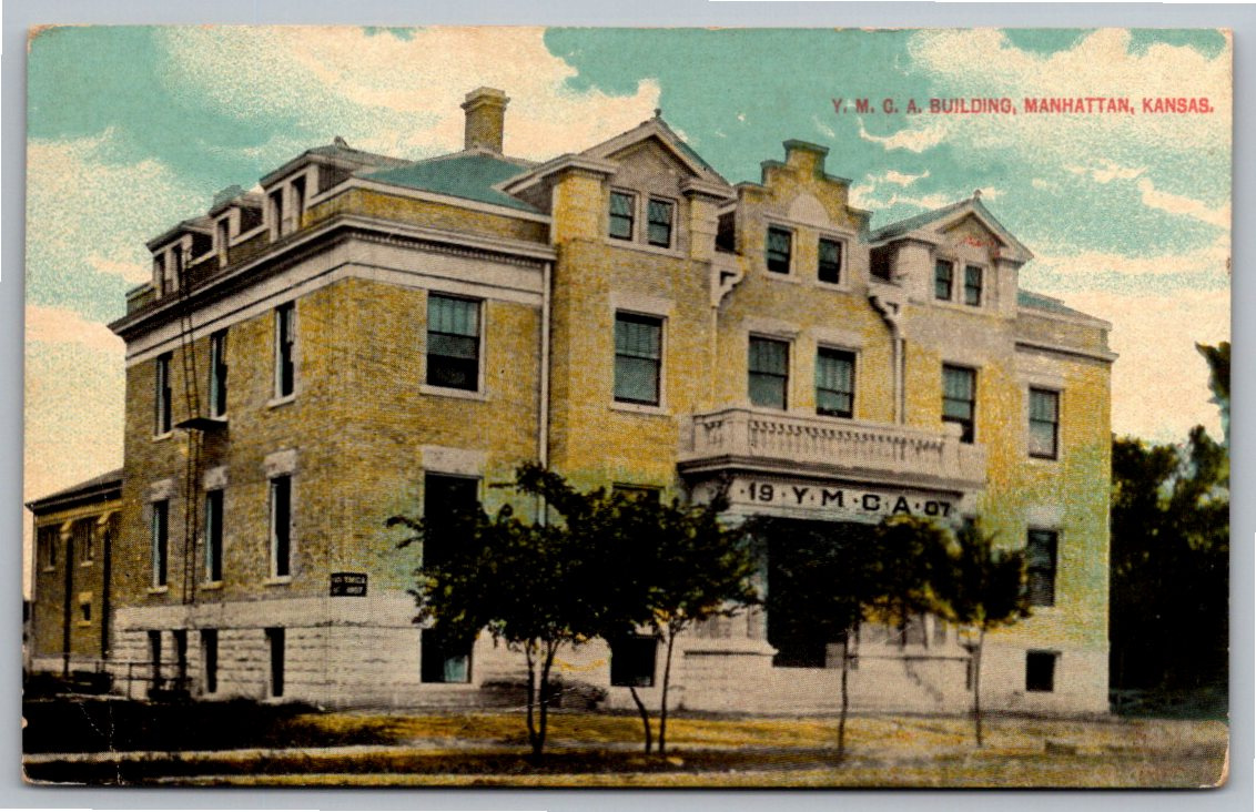 Vintage 1913 YMCA Building Postcard | Manhattan, Kansas Litho