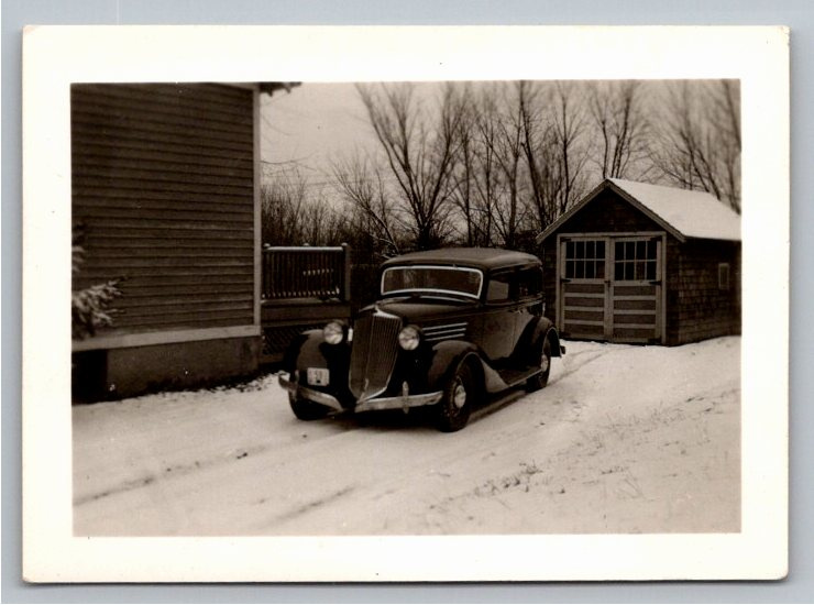 1934 Graham Blue Streak Eight Vintage Snow Snapshot Photograph