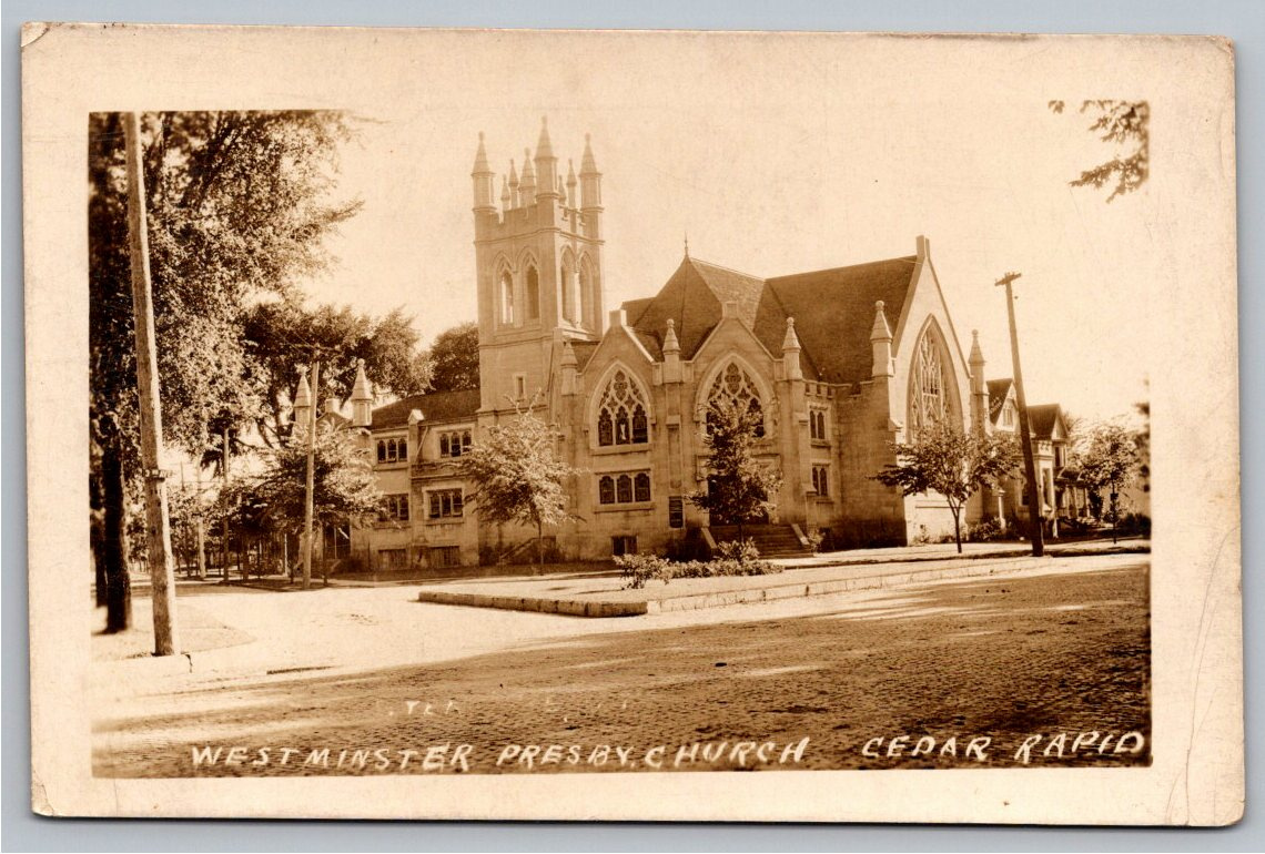 1910s Westminster Presbyterian Church Cedar Rapids Iowa RPPC