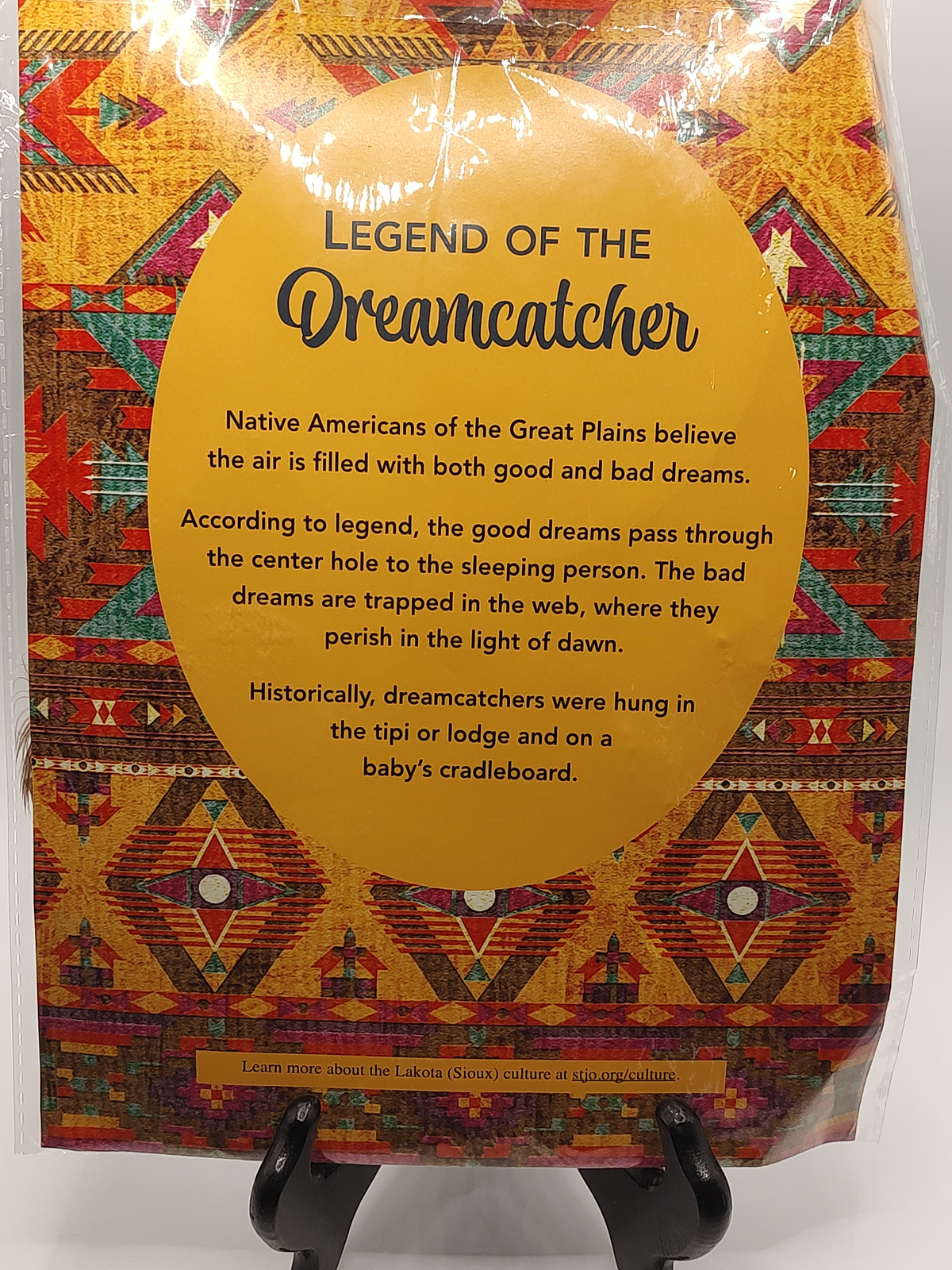 St. Josephs Indian School Lakota Sioux Dreamcatcher Wall Decor - Back / Reverse View