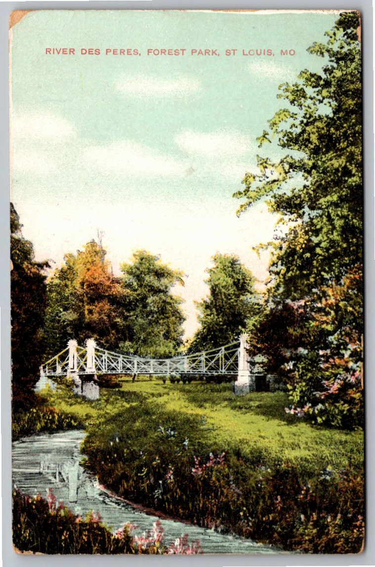 1908 River Des Peres Bridge Forest Park St. Louis MO Postcard