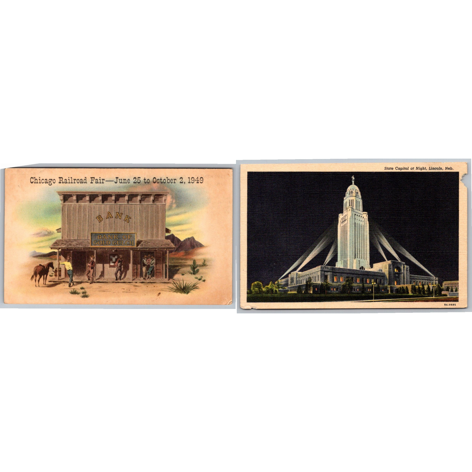 Vintage New York Postcards Pair: Trout River & Lake Placid Views