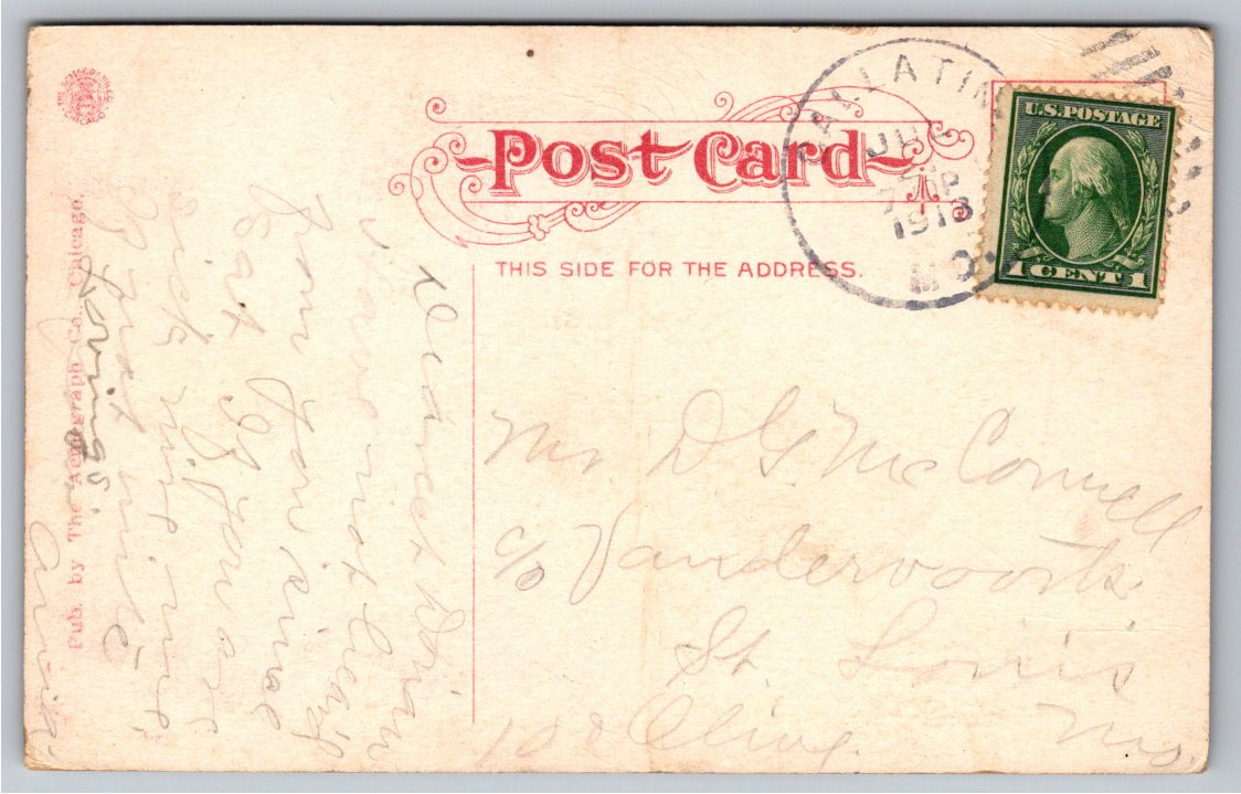 Vintage 1910 Creve Coeur Lake Postcard | St. Louis Forest Trail - Back / Reverse View