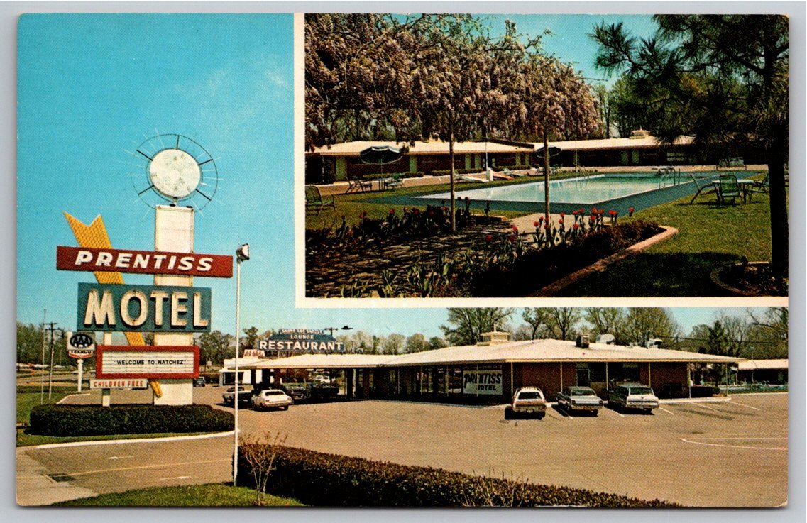 Vintage Prentiss Motel Postcard Natchez Mississippi Highway 61