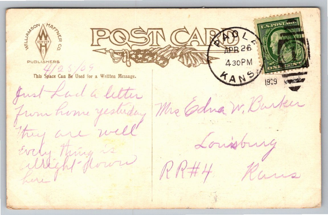 1906 Leslie Skelton A Mountain Solitude Colorado Art Postcard - Back / Reverse View