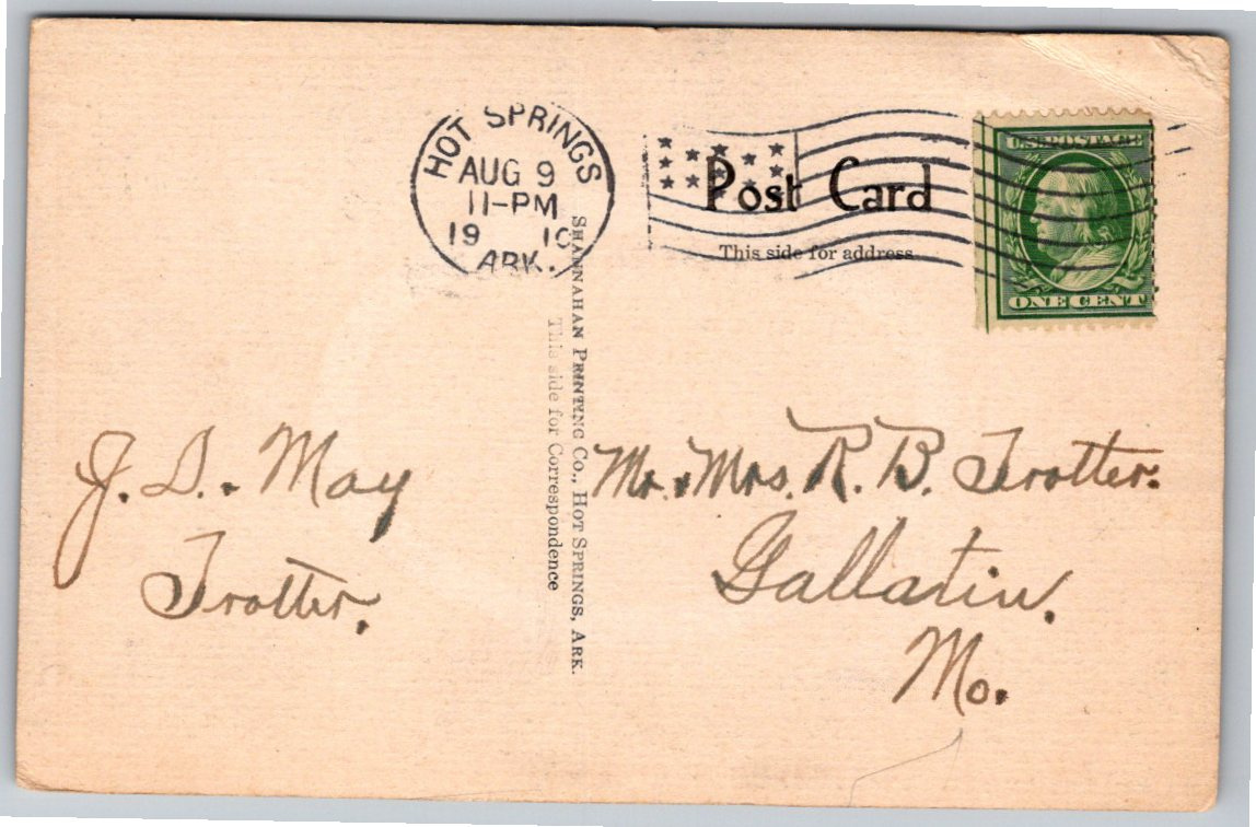 Antique 1910 Moody Hotel & Bath House Postcard, Hot Springs AR - Angle / View 3