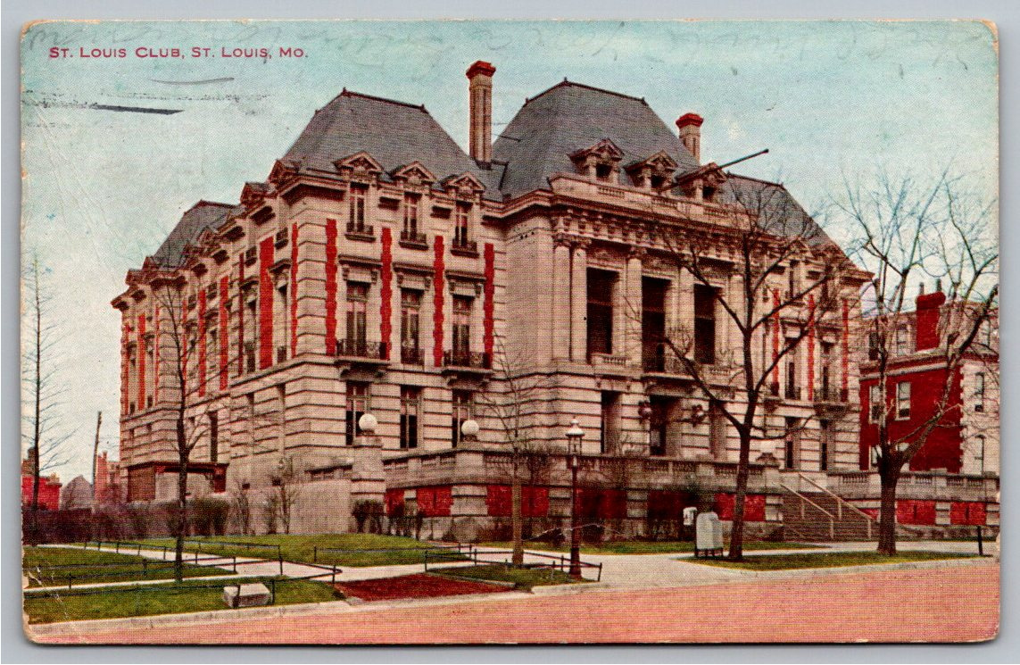 1910 St. Louis Club Architecture Postcard St. Louis Missouri