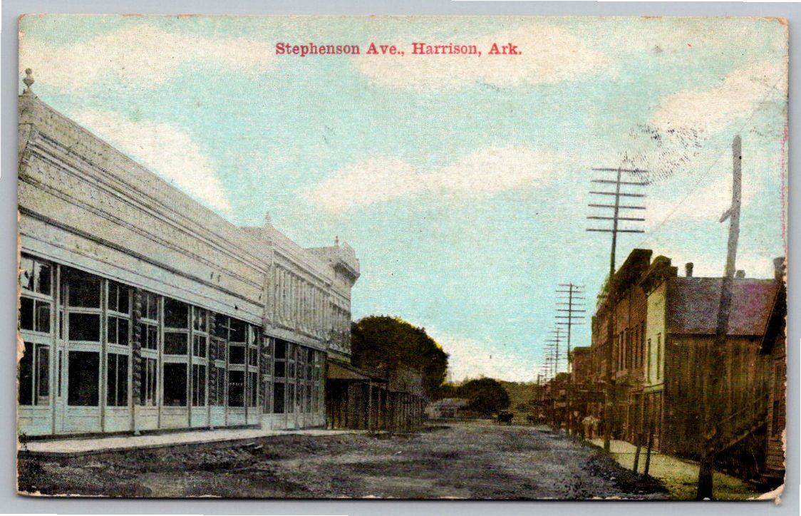 1912 Stephenson Avenue Harrison Arkansas Main Street Postcard