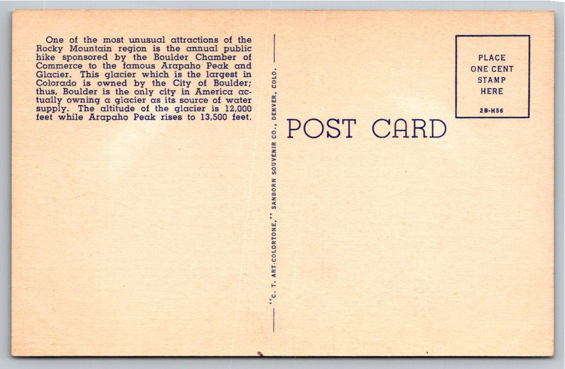 1940s Arapaho Peak & Glacier Hikers Boulder Colorado Postcard - Angle / View 2