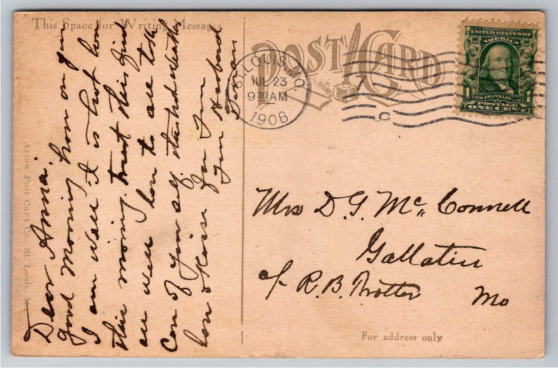 1908 St. Louis Butler Brothers Building Vintage Postcard History - Back / Reverse View