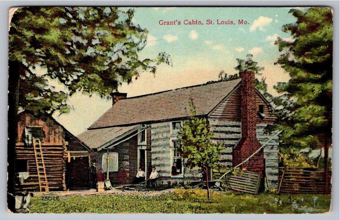 Historic 1911 Grant's Cabin Log Home St. Louis Missouri Postcard