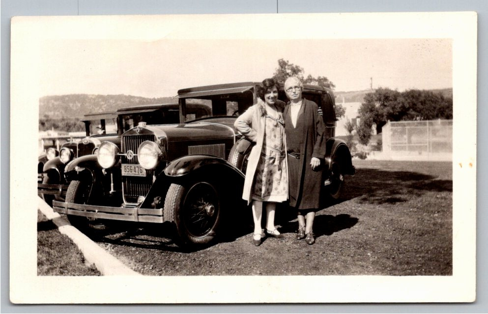 1928 LaSalle Automobile & Women Vintage California B&W Photograph