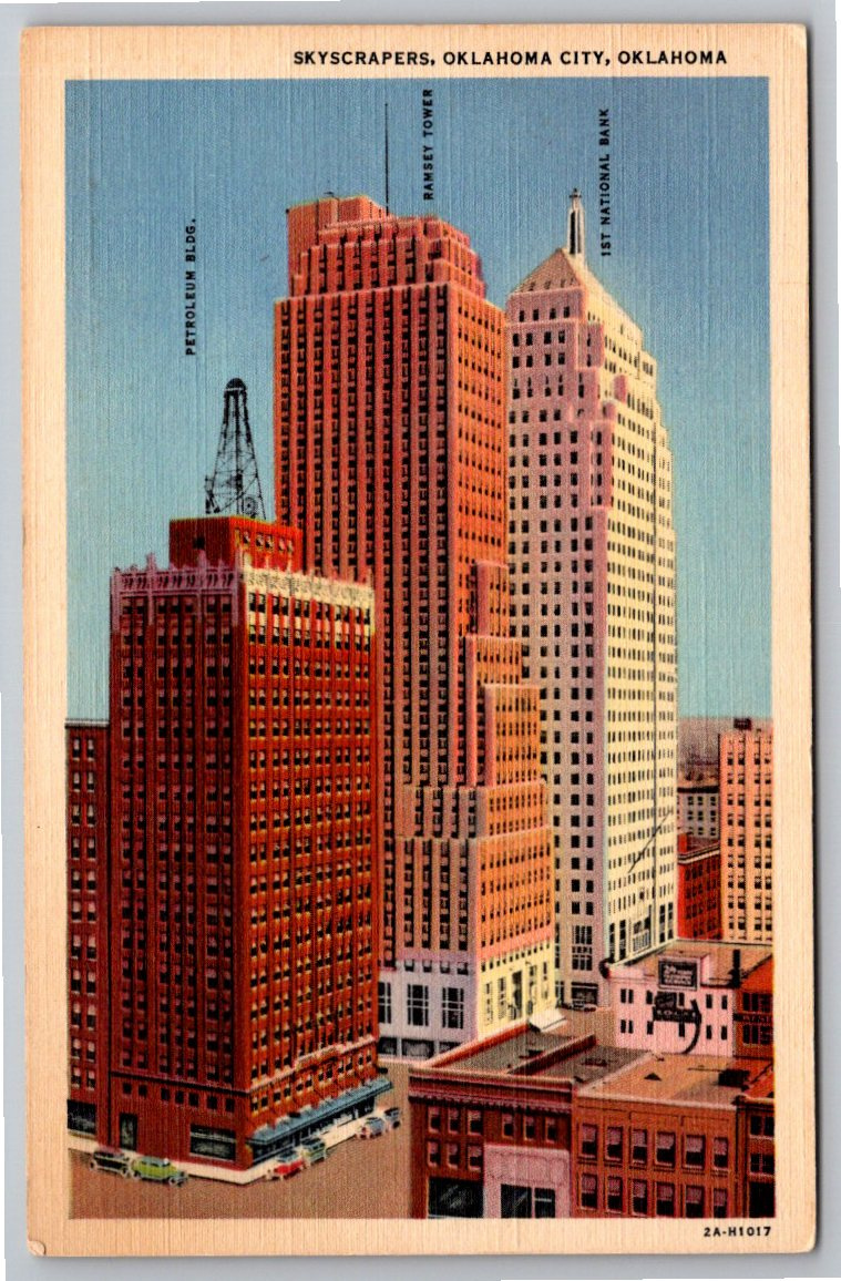 1940s Oklahoma City Skyline Ramsey Tower Vintage Postcard