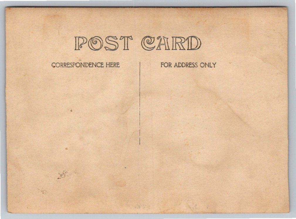 Vintage Real Photo Postcard: Rural Family & Dog on Porch, c. 1910 - Back / Reverse View