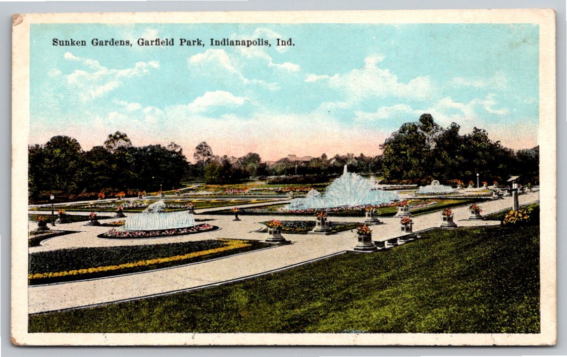 Vintage Garfield Park Sunken Gardens Indianapolis Postcard