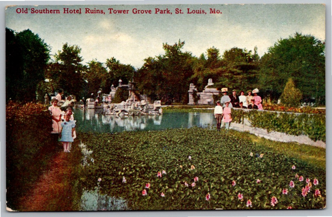1900s St. Louis Postcard: Southern Hotel Ruins, Tower Grove Park