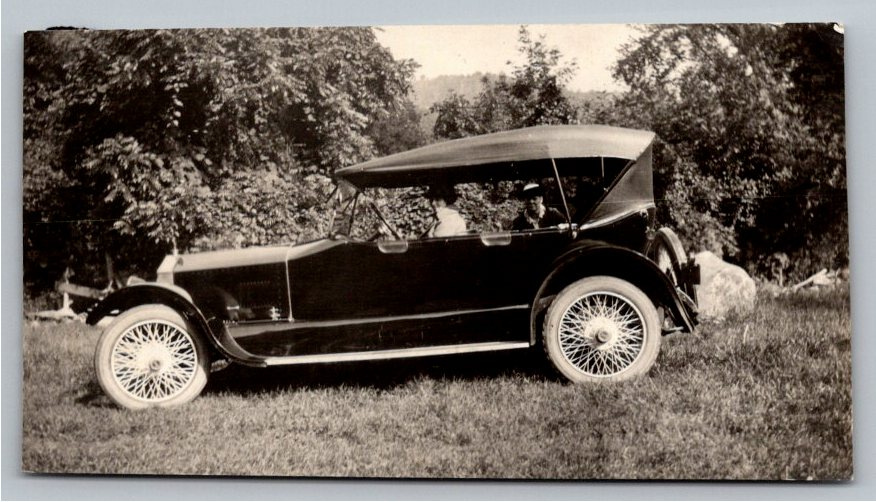 1920s Luxury Touring Car Automobile Vintage B&W Snapshot