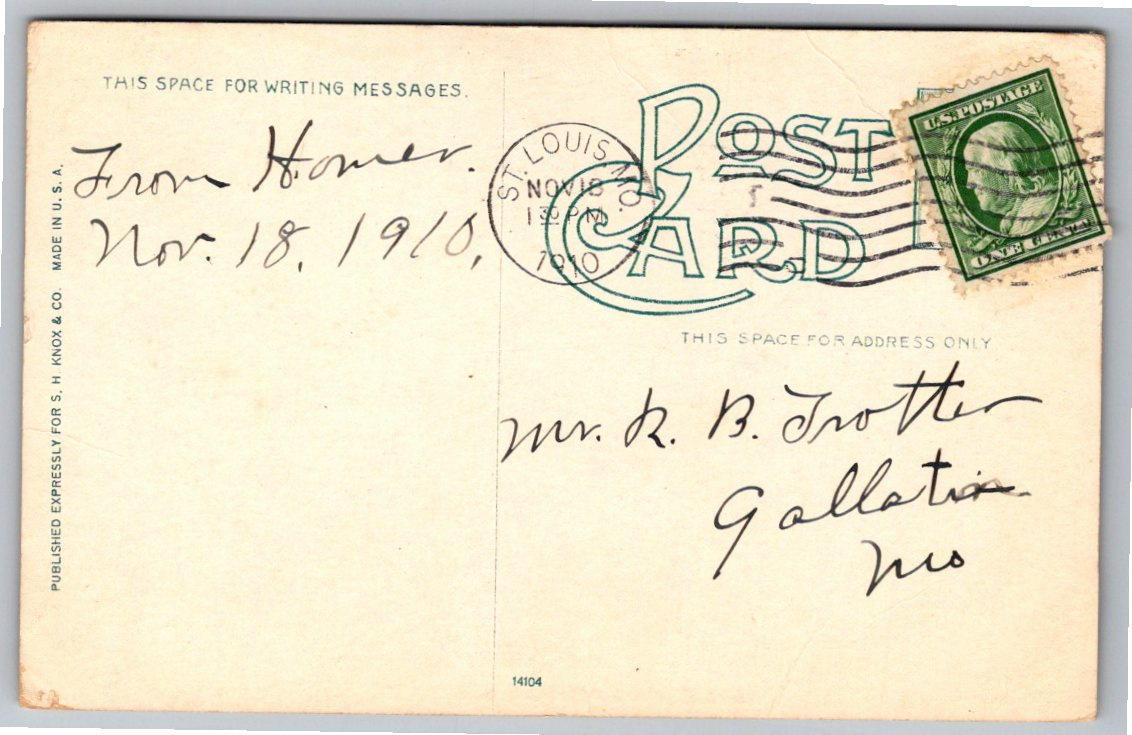 1910 Forest Park Aviary Postcard: St. Louis Zoo Giant Bird Cage - Back / Reverse View
