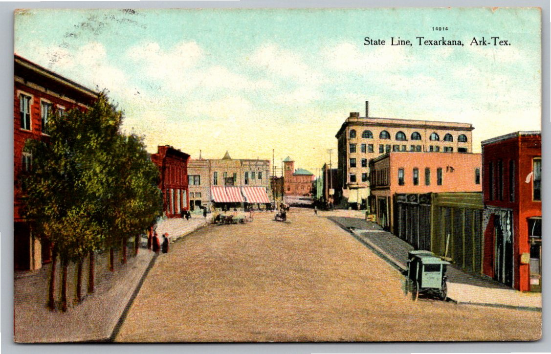 1909 Texarkana State Line Avenue Street View Vintage Postcard