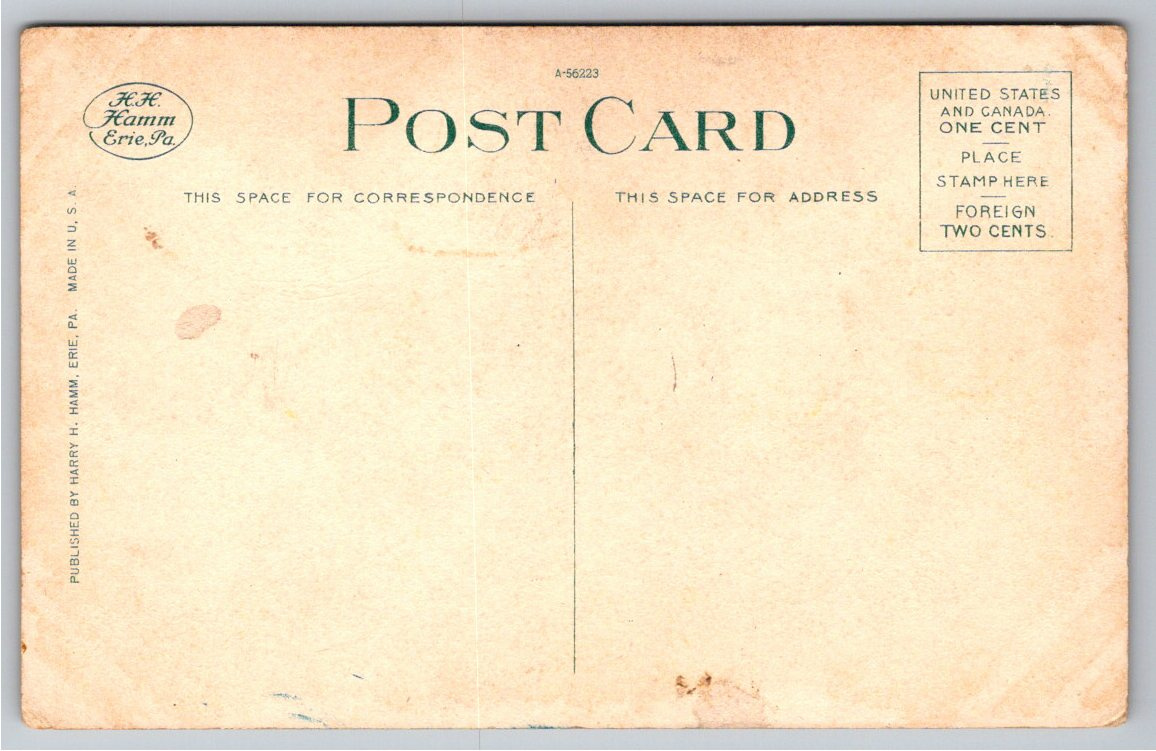 c.1915 Main Street Bridge Richmond Indiana Early Automobile - Back / Reverse View