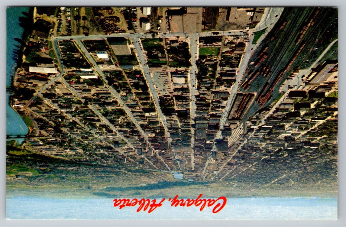 Vintage Calgary Alberta Aerial View Postcard Radio Station CFAC