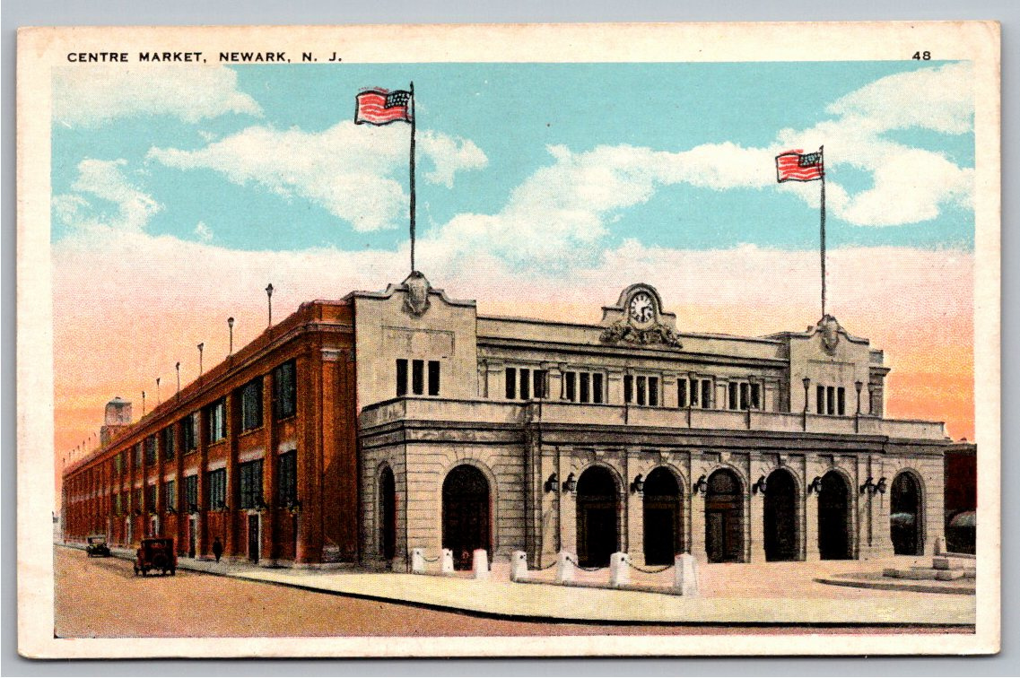 1920s Centre Market Building Newark NJ Antique Color Postcard
