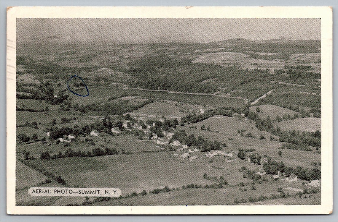 Vintage 1960 Aerial Postcard: Summit, New York Town Landscape