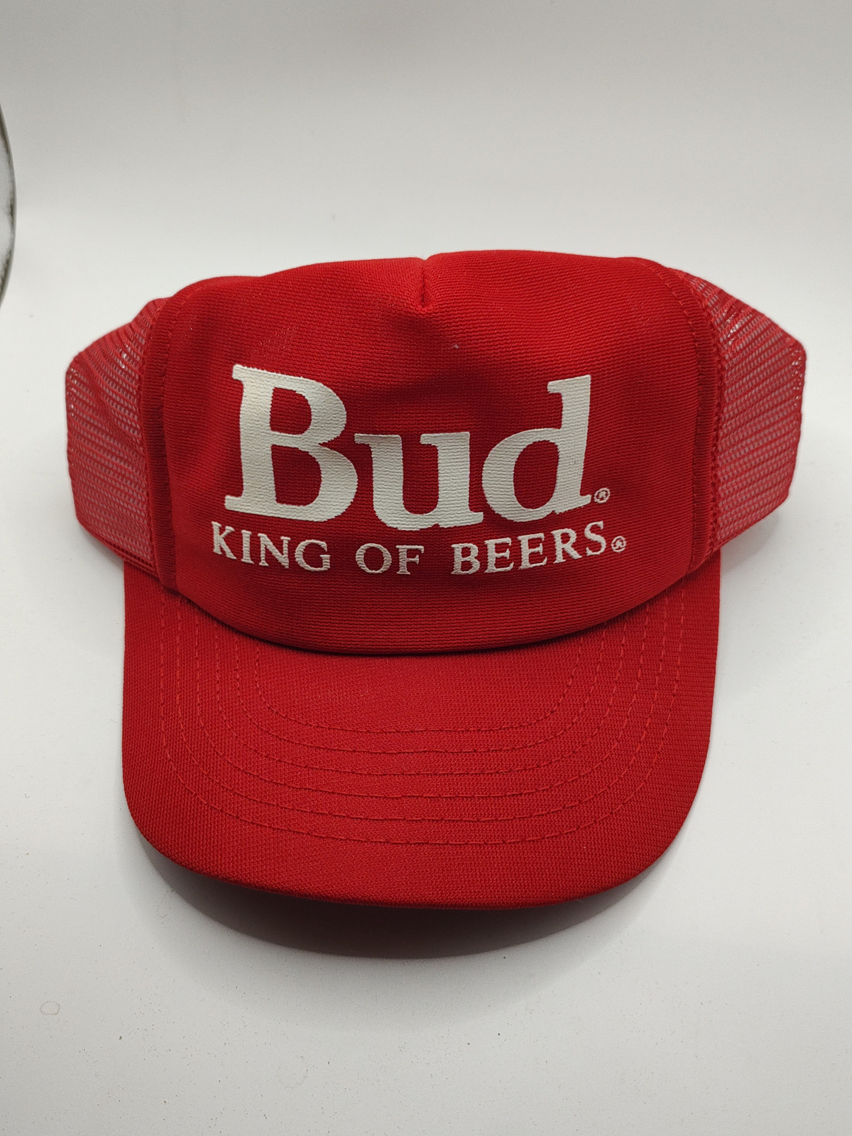 Vintage Bud King of Beers Red Mesh Trucker Hat USA Snapback