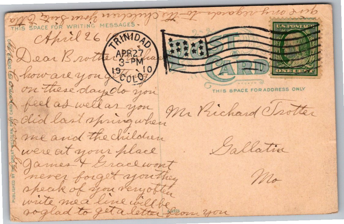 1910 Box Canyon Walkway Vintage Postcard | Ouray, Colorado - Back / Reverse View