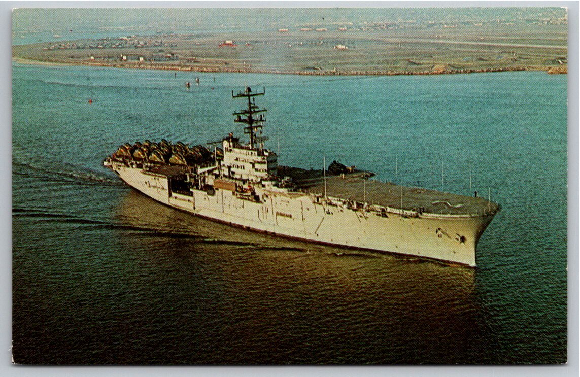 Vintage USS Iwo Jima LPH-2 Navy Amphibious Assault Ship Postcard