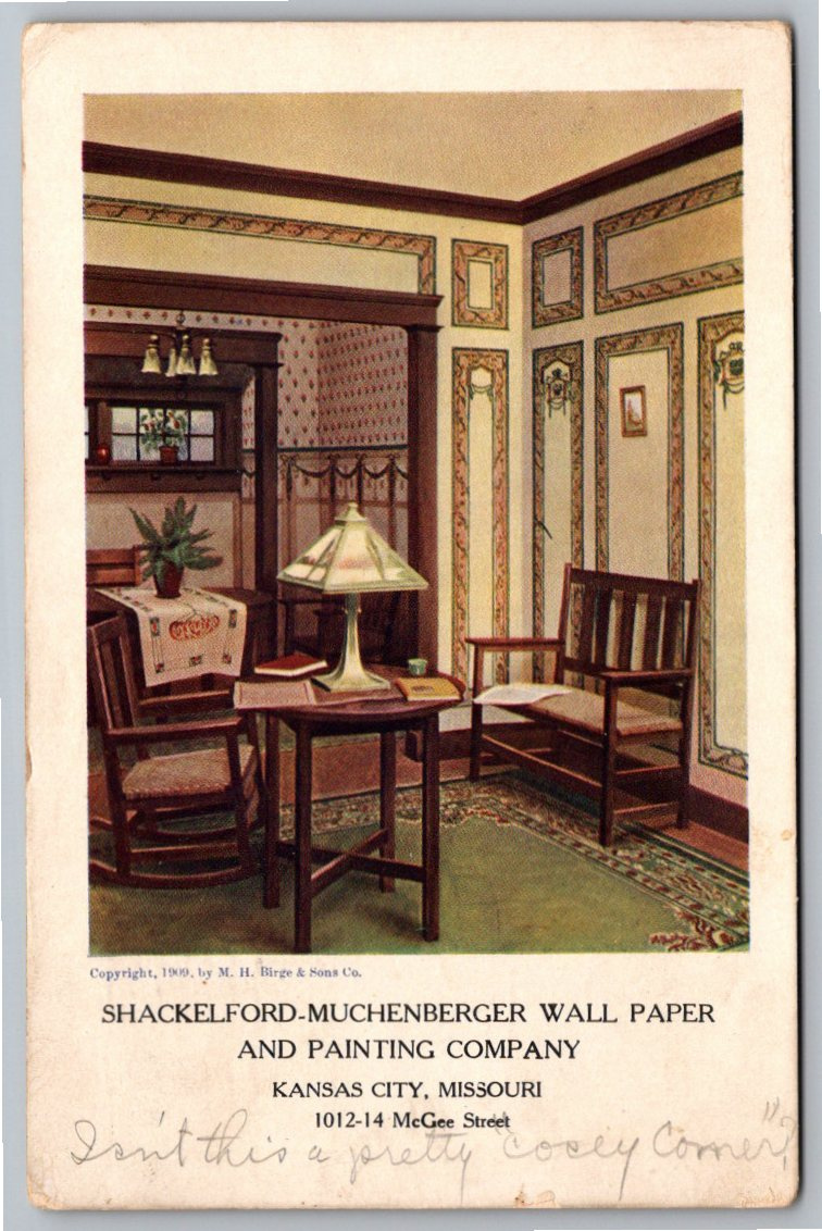 Antique 1909 Arts & Crafts Interior Wallpaper Advertising