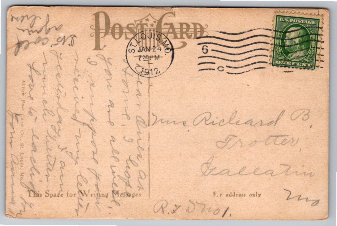 1912 St. Louis Third National Bank Building Vintage Postcard - Back / Reverse View