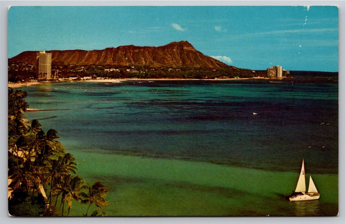 Vintage Diamond Head Hawaii Postcard: Nani Li'i Waikiki View