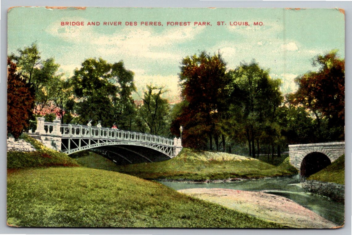 Antique 1908 Forest Park Bridge & River Des Peres St. Louis