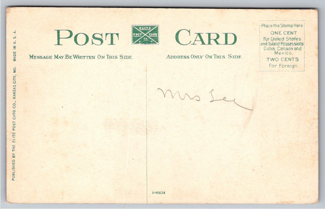 c. 1908 Gladstone Boulevard at Scarritt Point Kansas City - Back / Reverse View