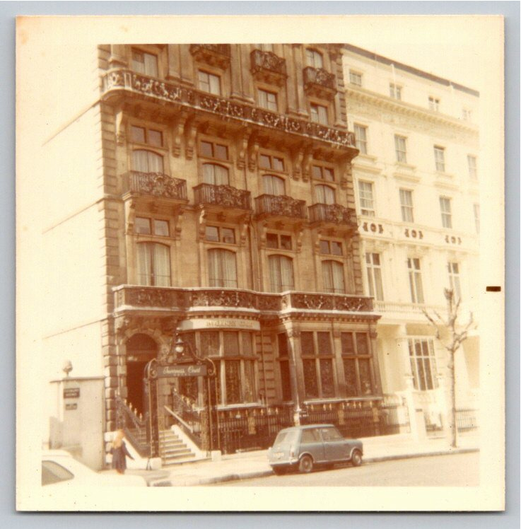 1970 Austin Mini at Inverness Hotel London Vintage Color Photo