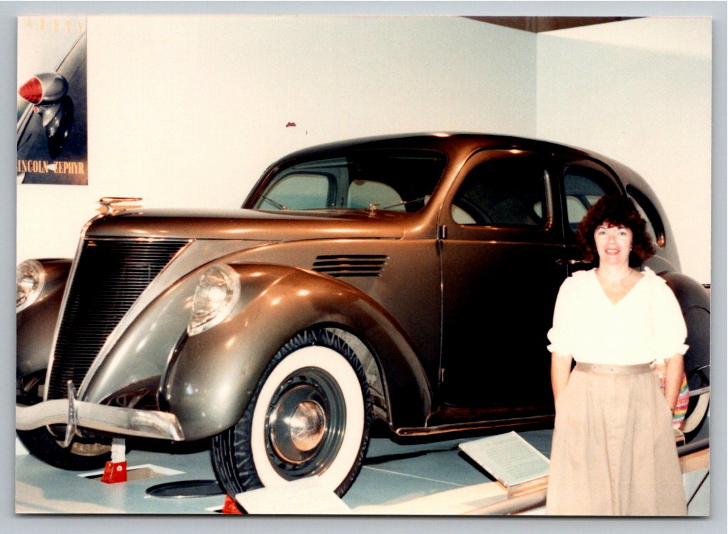 Vintage 1980s Photo: 1937 Lincoln Zephyr Auto Museum Exhibit