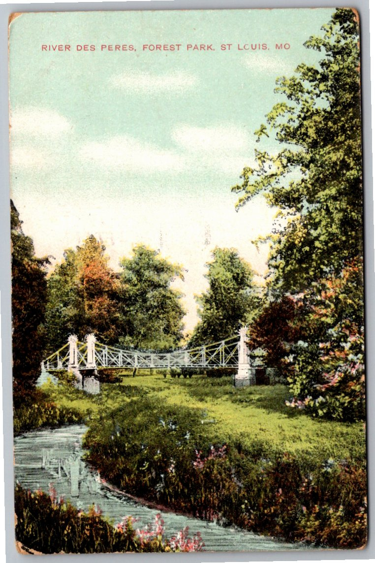 1908 Forest Park St Louis MO River Des Peres Bridge Postcard