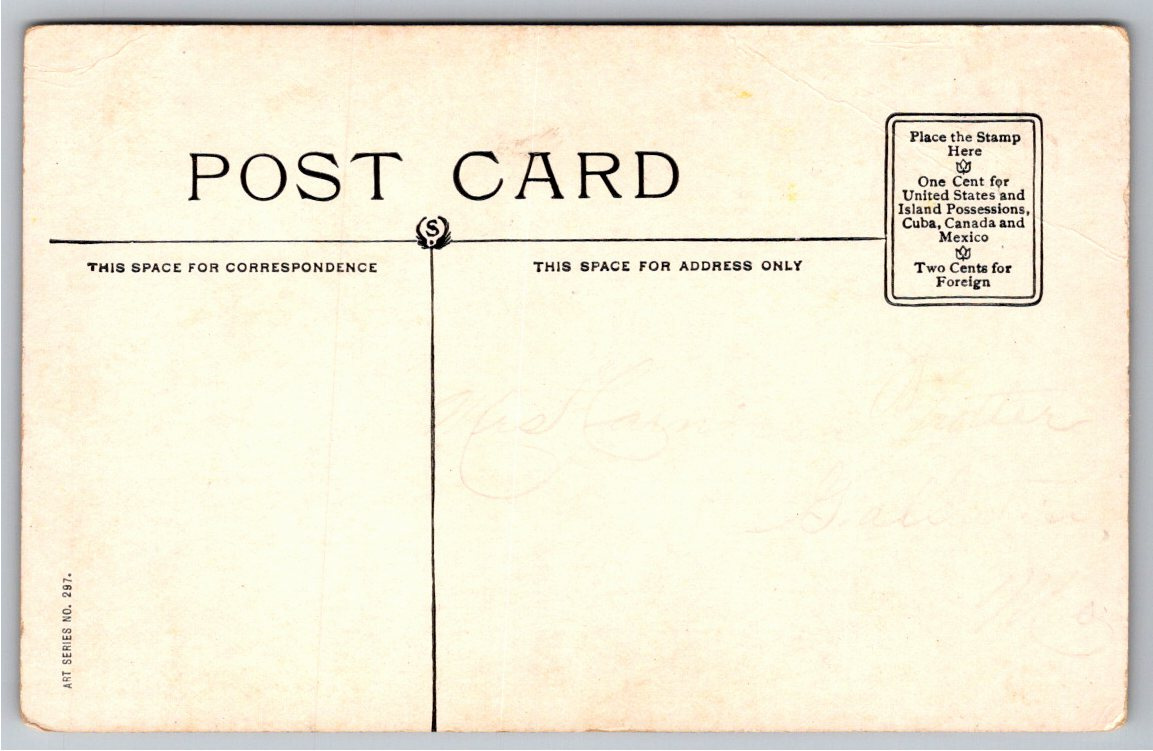 1904 Venice Grand Canal Gondola Antique Art Postcard Series 297 - Back / Reverse View