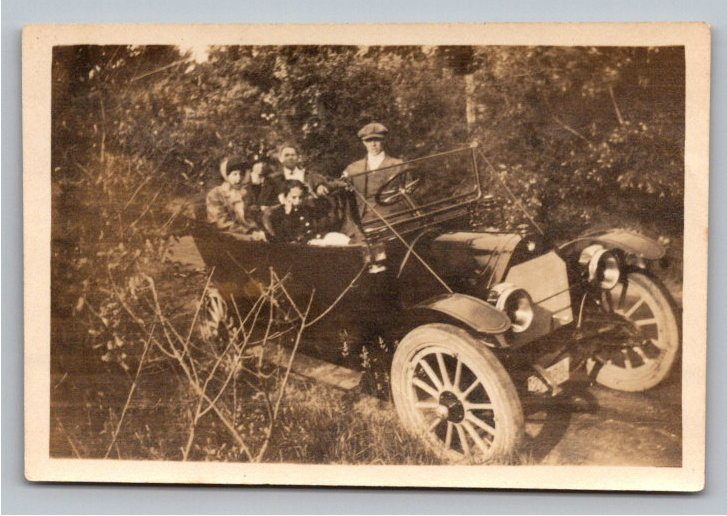 Antique 1910s Brass Era Touring Car Family Portrait Photograph