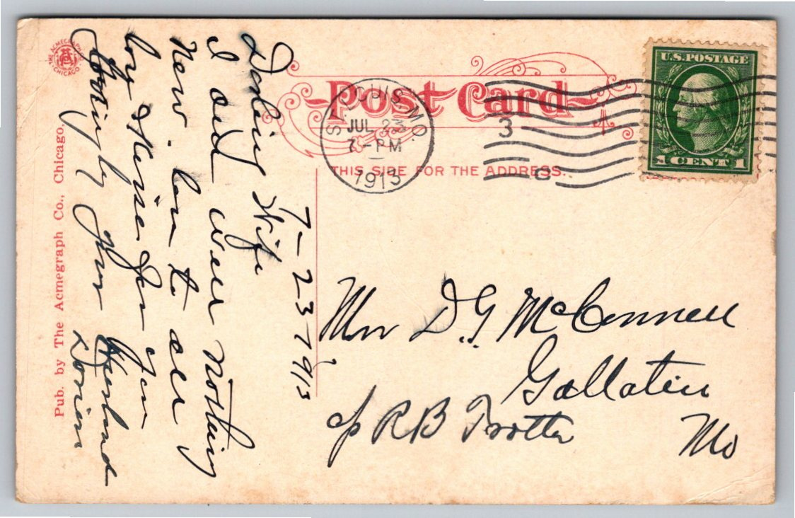 1913 Giant Water Lilies Lily Pond Tower Grove Park St. Louis - Back / Reverse View