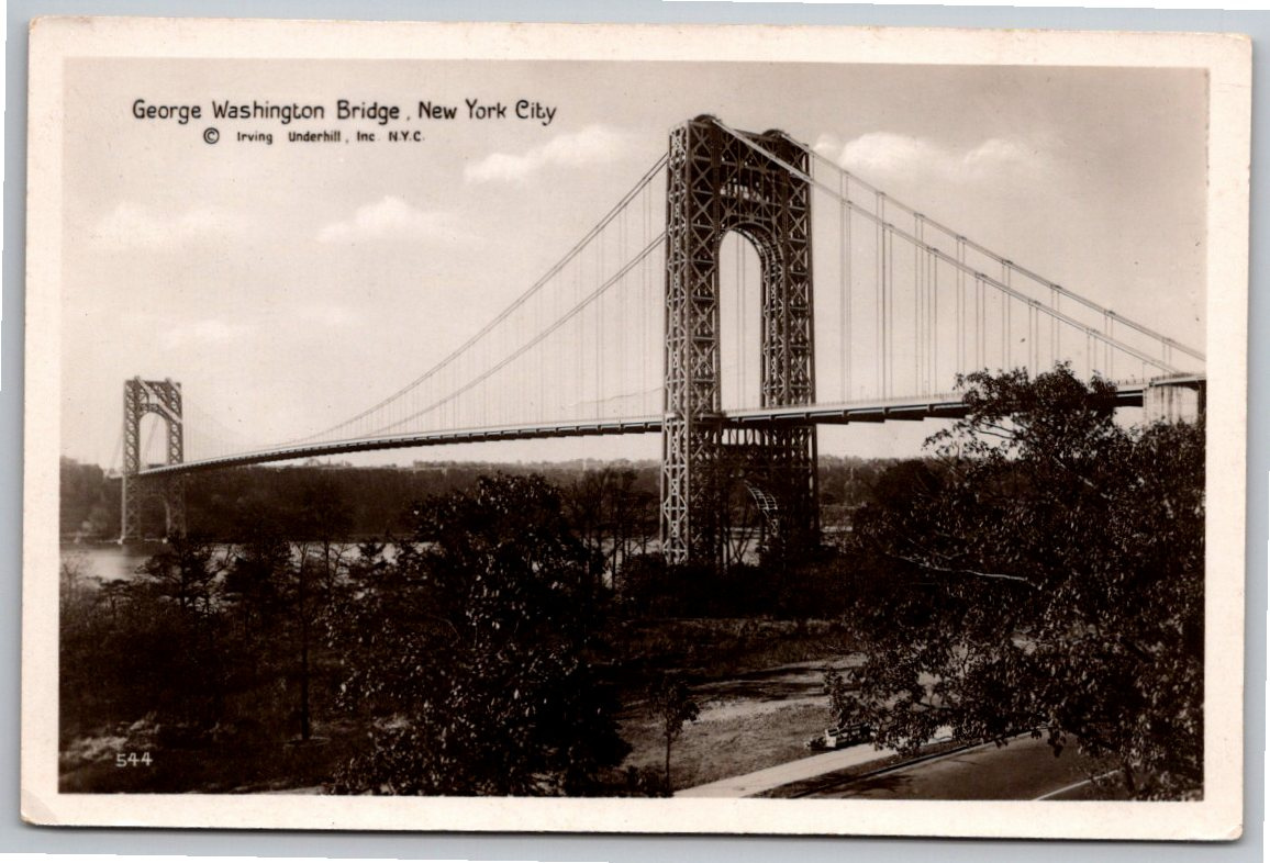 1930s George Washington Bridge NYC Vintage Black & White Postcard