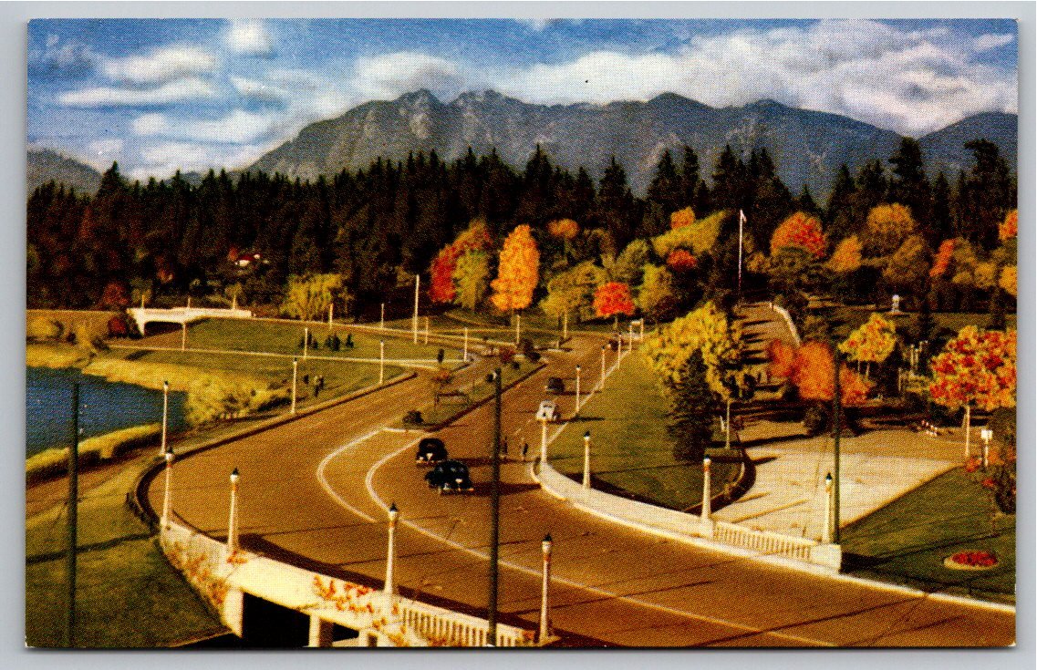 Vintage Vancouver Postcard: Stanley Park Entrance & North Shore
