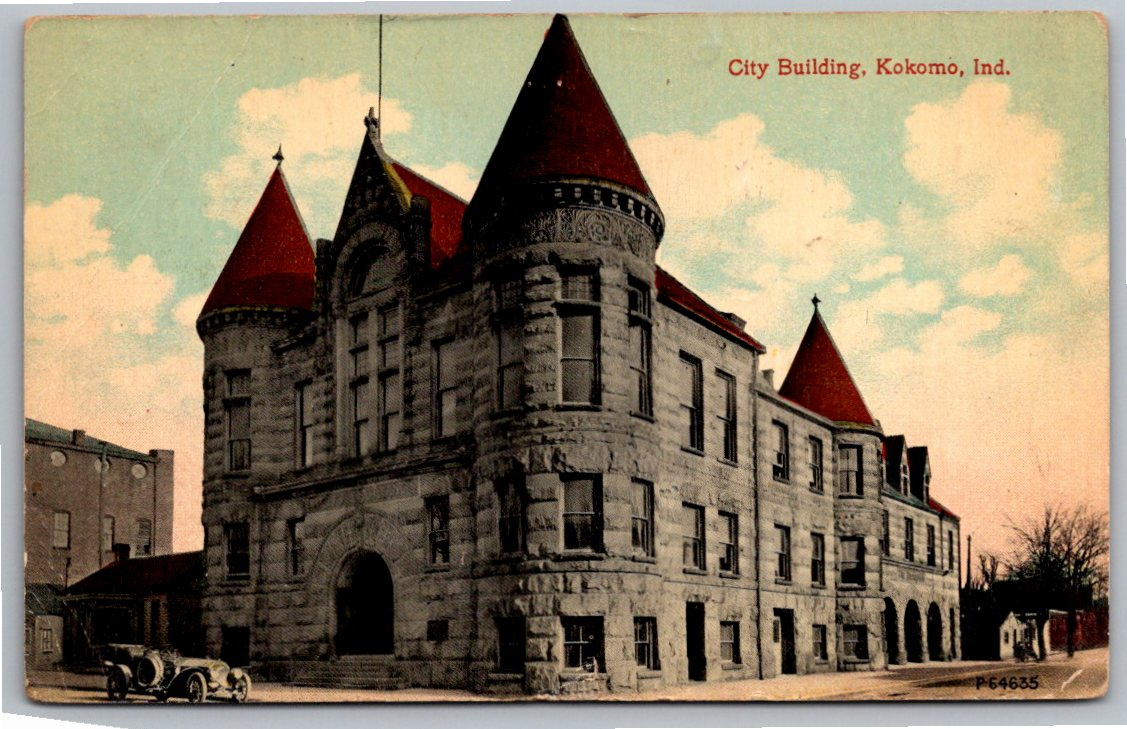 Vintage 1915 Kokomo Indiana City Building Postcard with Antique