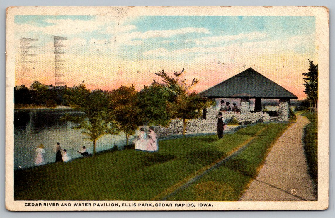 Vintage 1923 Ellis Park Water Pavilion Postcard Cedar Rapids Iowa